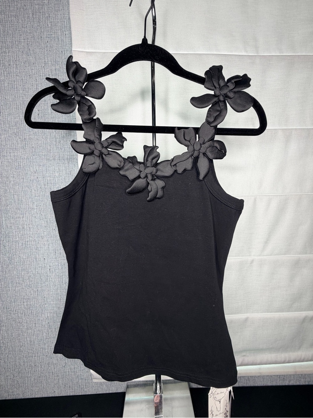 NWT Miss Rosier| Black Floral Appliqué Tank Top - Women